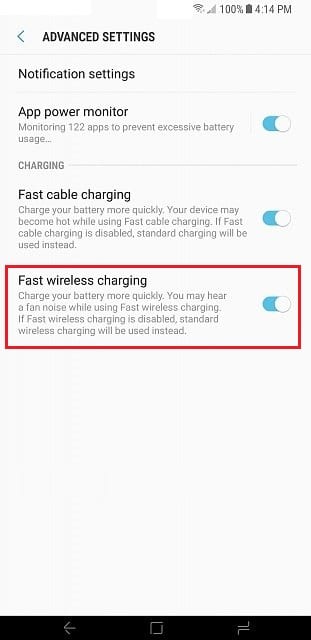 Enable Fast wireless charging on Samsung Galaxy S8 or Note 8