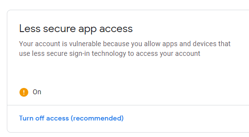 Enable access to less secure app in Gmail