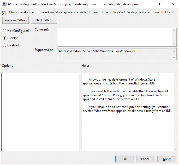 Enable or Disable Developer Mode in Group Policy Editor