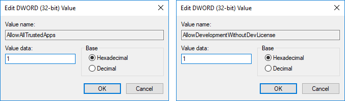 Enable or Disable Developer Mode in Registry Editor