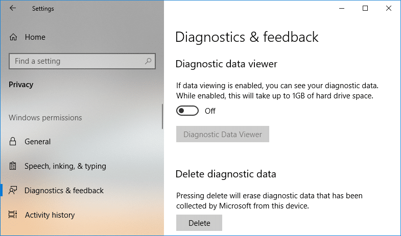 Windows 10లో డయాగ్నస్టిక్ డేటా వ్యూయర్‌ని ప్రారంభించండి లేదా నిలిపివేయండి