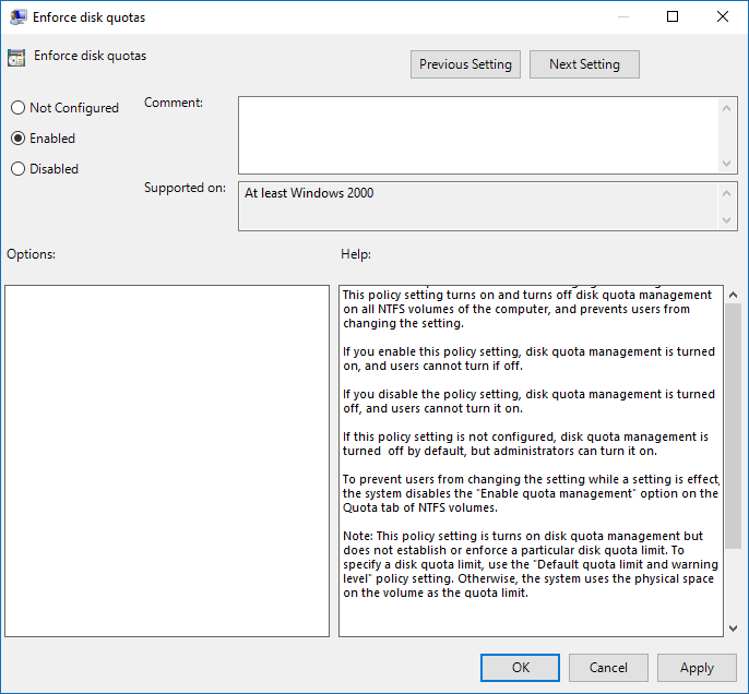 Enable or Disable Disk Quotas in Group Policy Editor