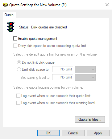 Enable or Disable Disk Quotas in Windows 10