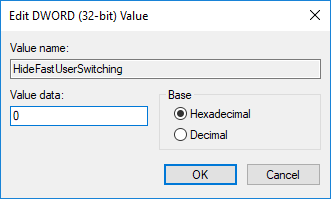 Enable or Disable Fast User Switching in Registry Editor | Enable or Disable Fast User Switching in Windows 10