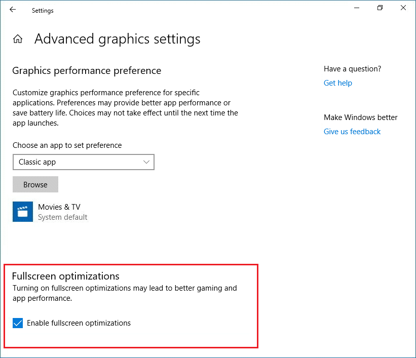 Как отключить полноэкранную оптимизацию в Windows 10