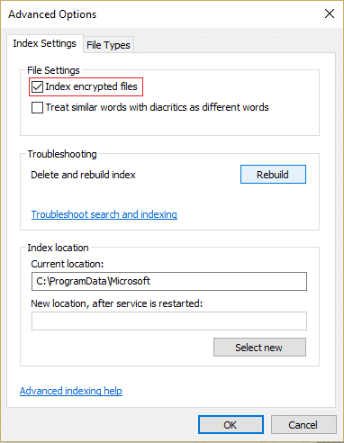 Enable or Disable Indexing Of Encrypted Files In Windows 10