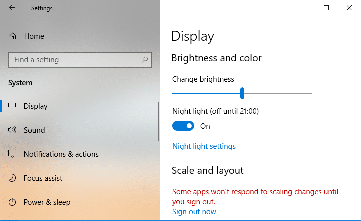 Enable or Disable Night Light in Windows 10
