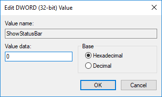Enable or Disable Status Bar in File Explorer using Registry