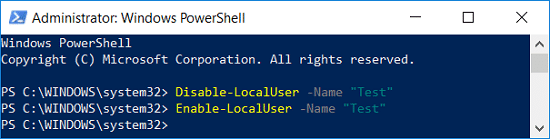 Enable the user account using PowerShell | Enable or Disable User Accounts in Windows 10