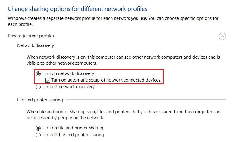 Enable turn on Network discovery | Enable turn on Network discovery