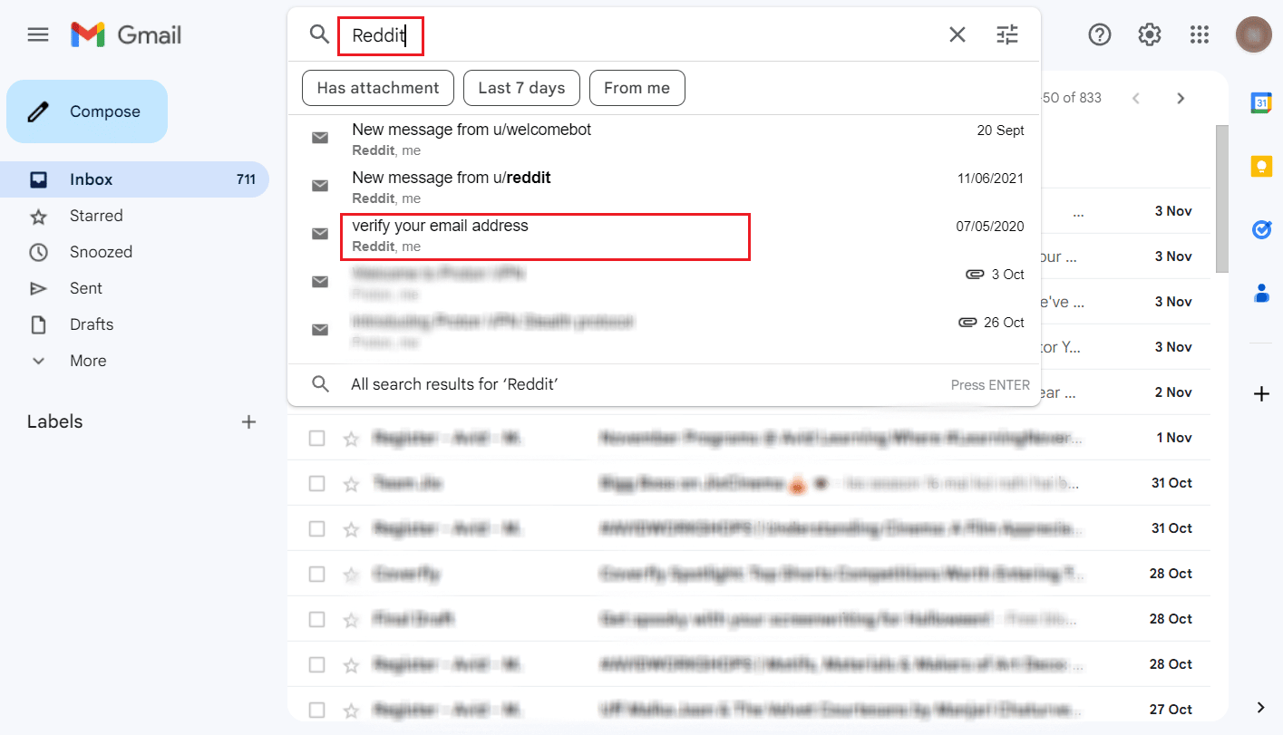 Enter Reddit in the search bar and click on the verification mail sent by Reddit | How to Find Someone’s Reddit Account by Email