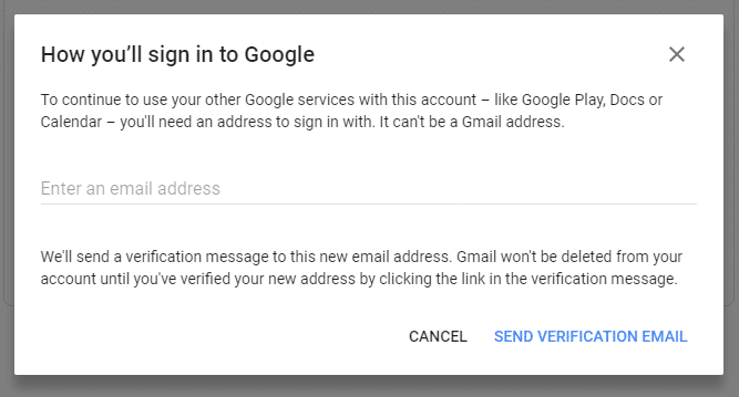 Enter any email, other than your current Gmail to use it for other google services in future
