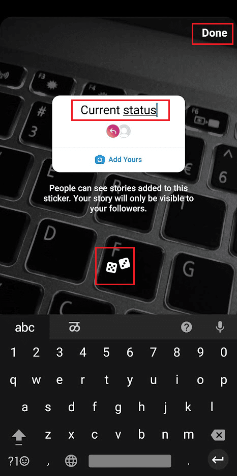 Enter desired prompt in given box - tap on Done - OR tap on dice icon to generate random prompt