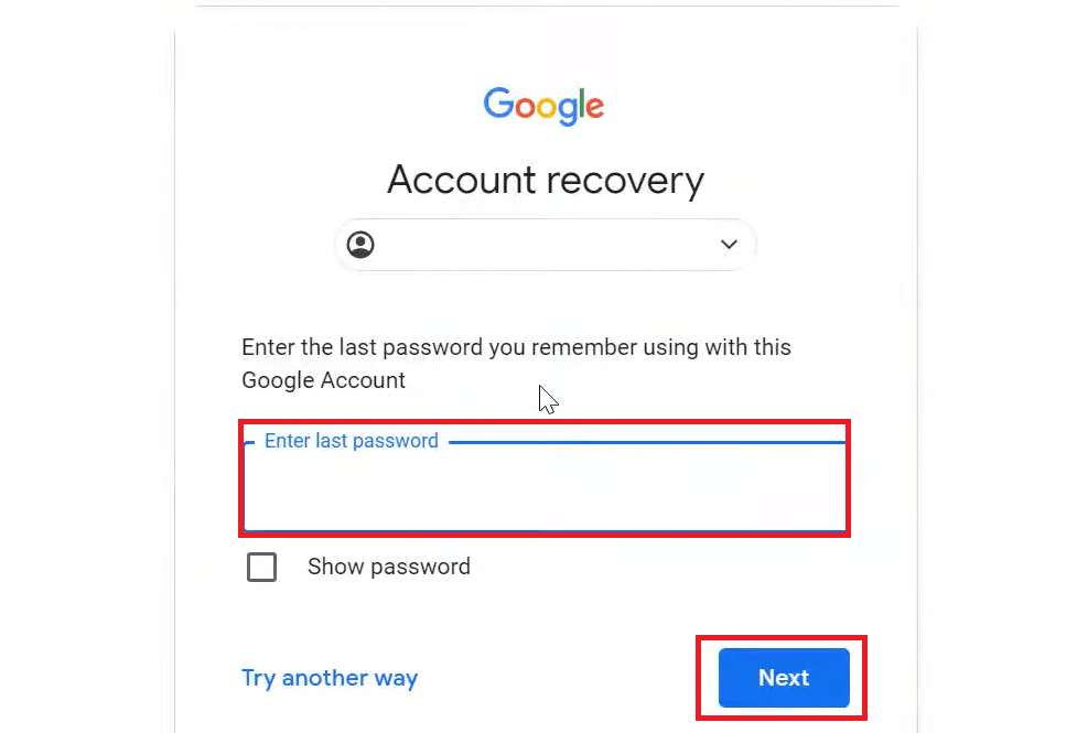 Enter last password of the old account. Then, click Next