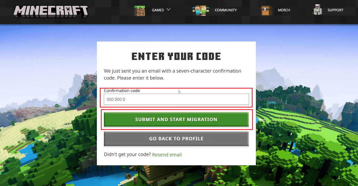 Enter the code in the Confirmation code field and click on SUBMIT AND START MIGRATION