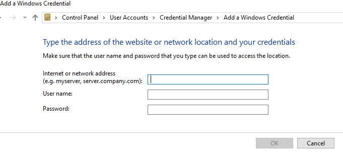 Enter the computer name, username, and password | Fix Enter Network Credentials Error