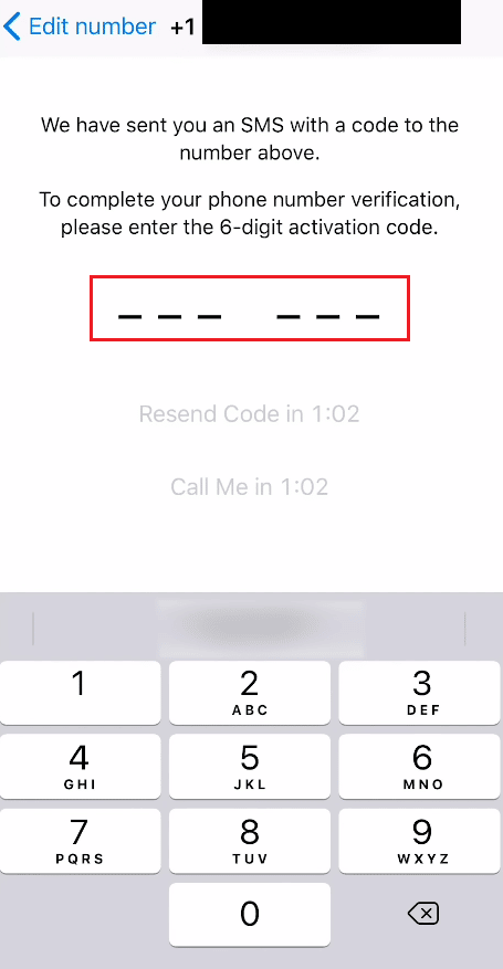 Введите код подтверждения, чтобы подтвердить старый номер телефона