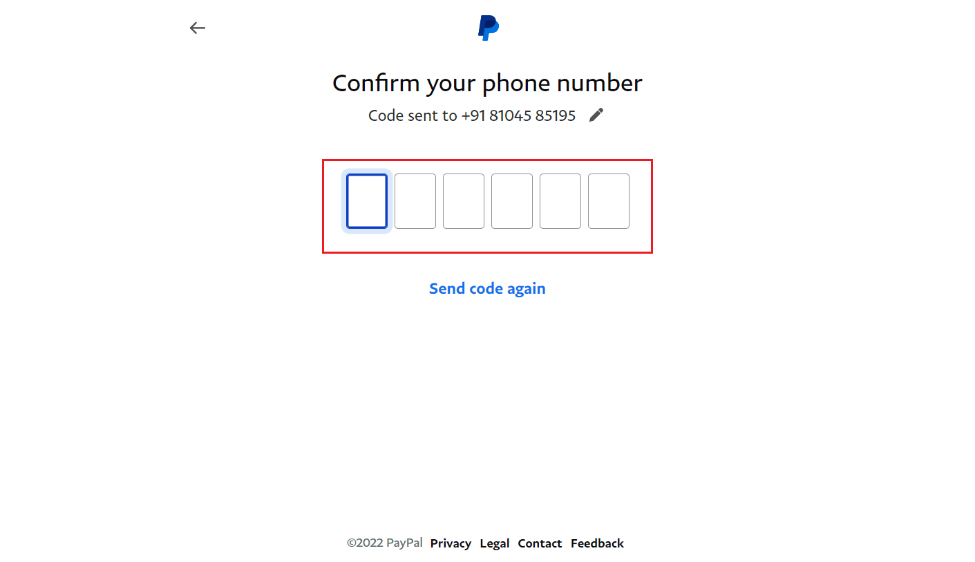 Enter the verification code you received on your mobile number to verify it