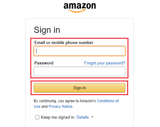 Enter your Amazon account credentials and click on Sign-In | What Happens If You Deregister Your Firestick? | deregister an Amazon device