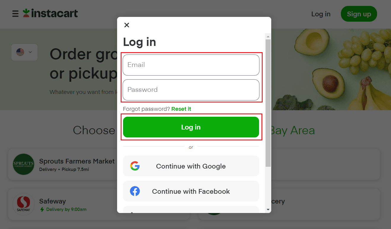 Enter your Email and Password in the respective fields and click on Log in