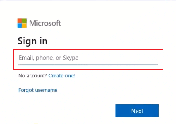 Enter your Microsoft account credentials and Sign in to your account