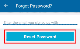 Introduïu el vostre correu electrònic registrat a Skout i toqueu Restableix la contrasenya