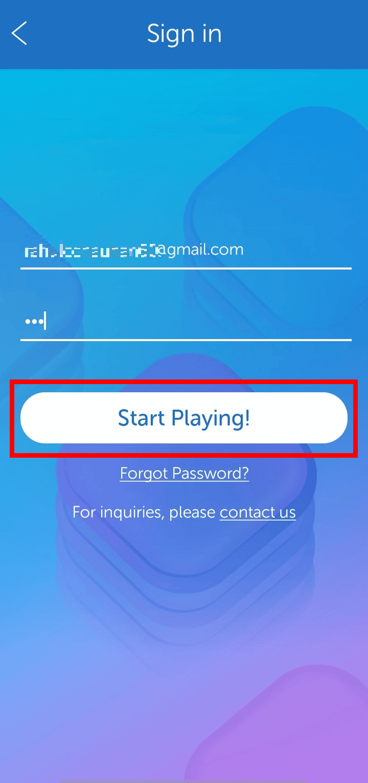 Enter your account’s password and tap on Start Playing! to log in to the game | How Can You Recover Your Words with Friends 2 Accounts