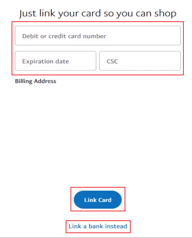 Enter your card details and click on Link Card