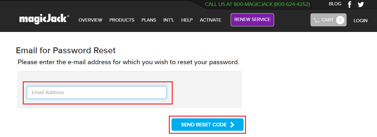 Enter your email address and click on SEND RESET CODE