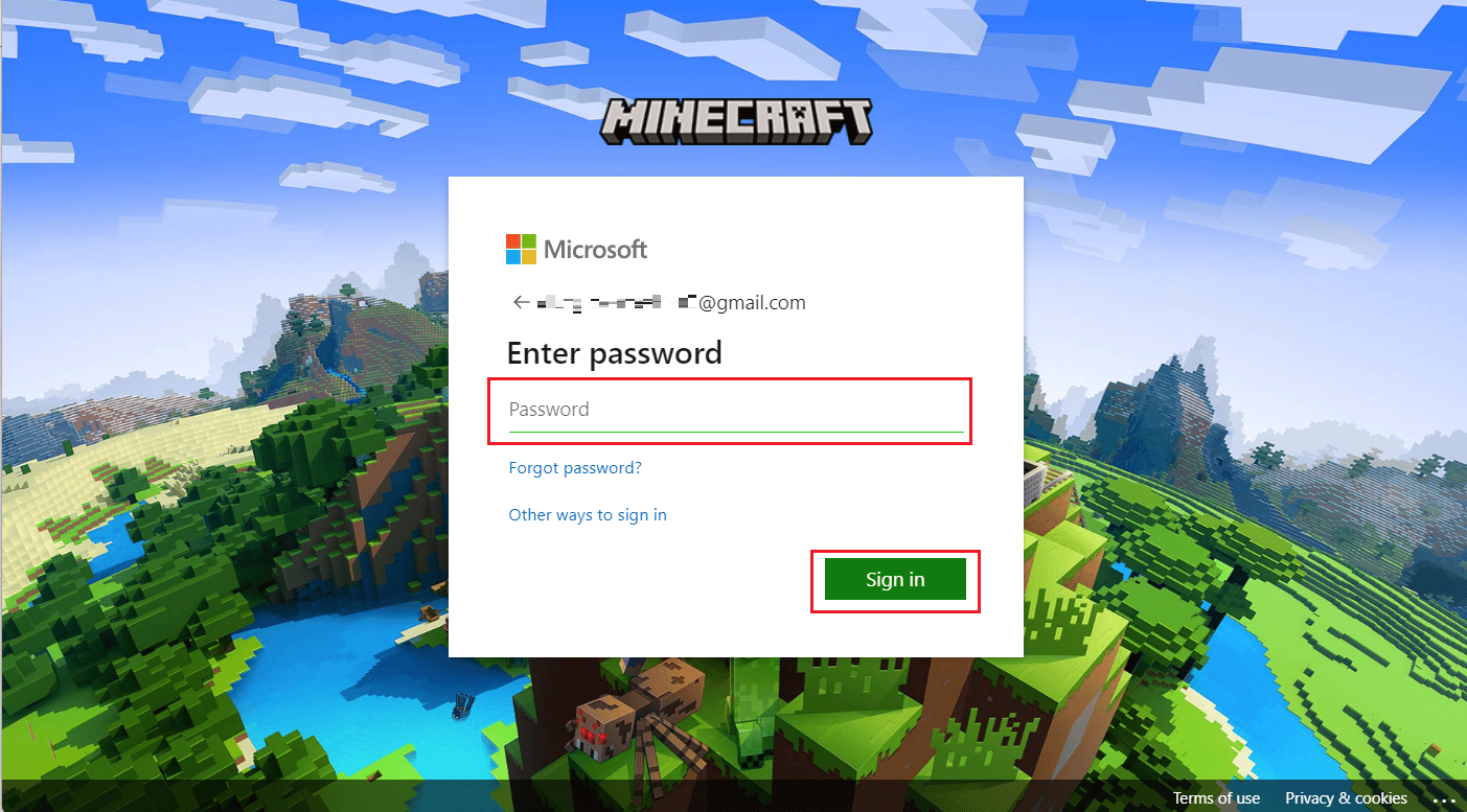 Enter your password and click on Sign in | How to Get Your Old Minecraft Account Back