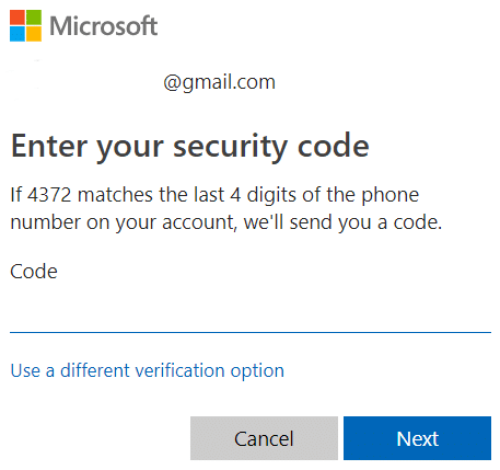 Enter your security code