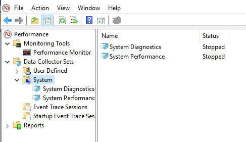 Expand Data Collector Sets then click on System under Performance Monitor
