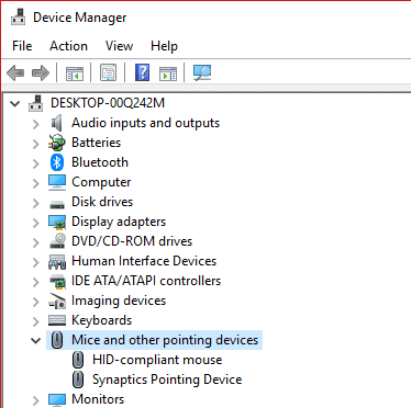 Expand Mice and other pointing devices under Device Manager