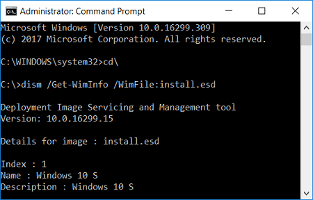 Извлеките Install.ESD в Install.WIM Windows 10.