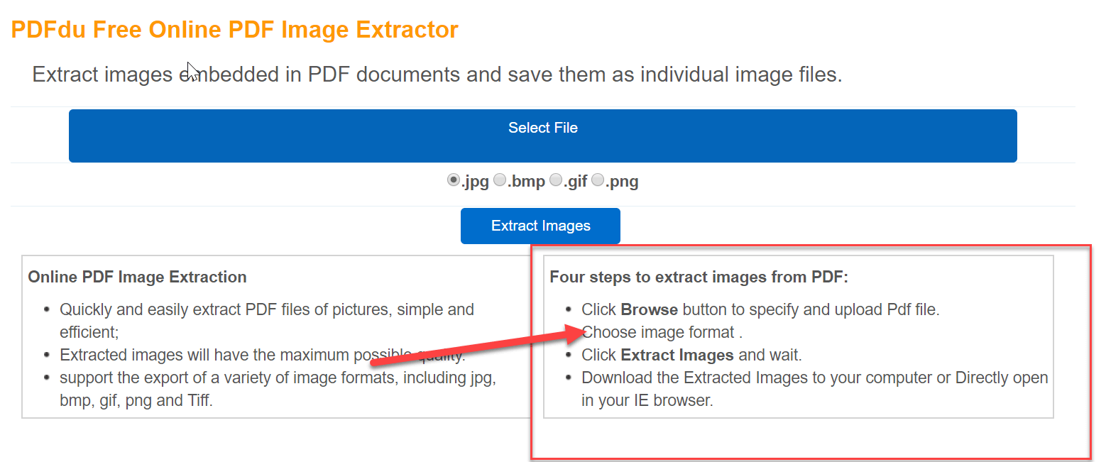 Extract images from PDF file using PDFdu