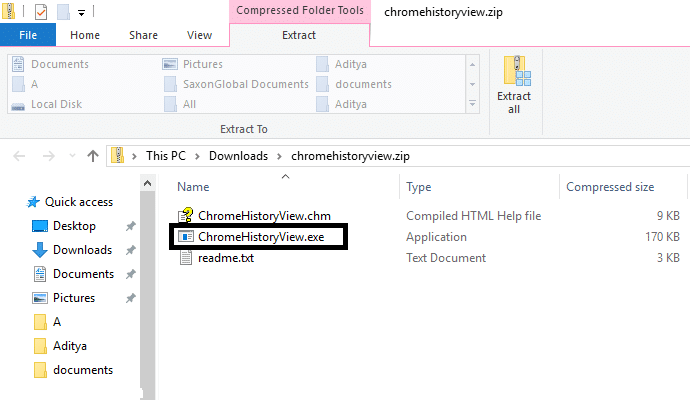 Extract the zip file & double-click on the .exe file to run ChromeHistoryView tool
