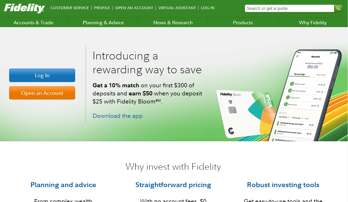 Fidelity Investments website