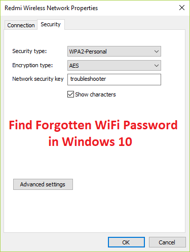 Find Forgotten WiFi Password in Windows 10