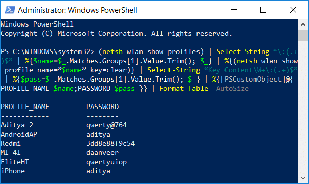 Find Saved WiFi Passwords Using PowerShell