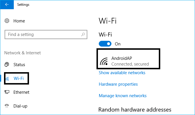 Find out the Network connection type (Ethernet, Wi-Fi, Dial-up)