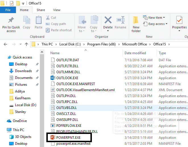 Find the folder having a program that you want to create a shortcut for