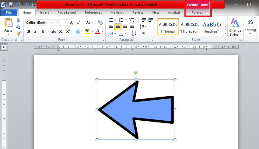 Find the ‘Format’ tab in the toolbar located on the top