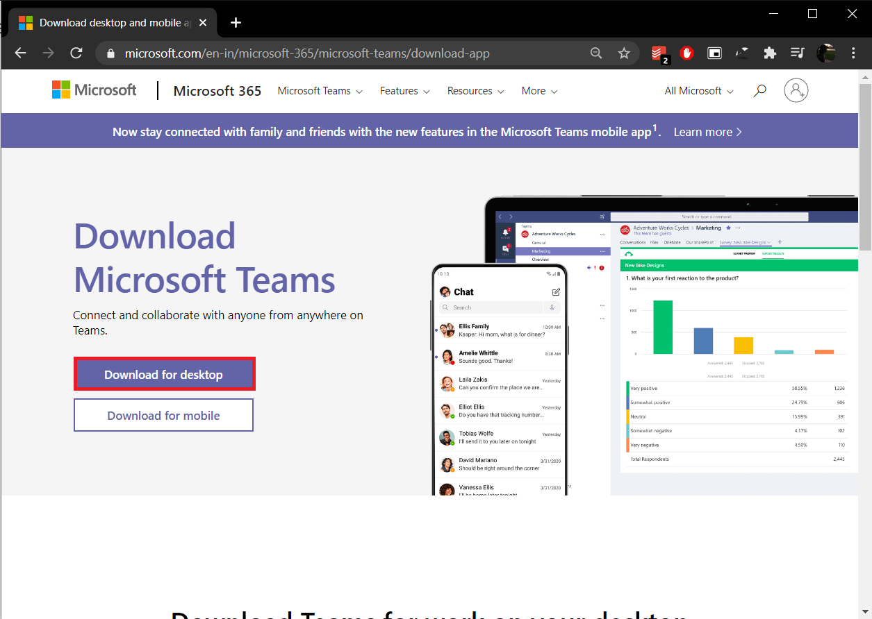 Fire up your preferred web browser, visit Microsoft Teams