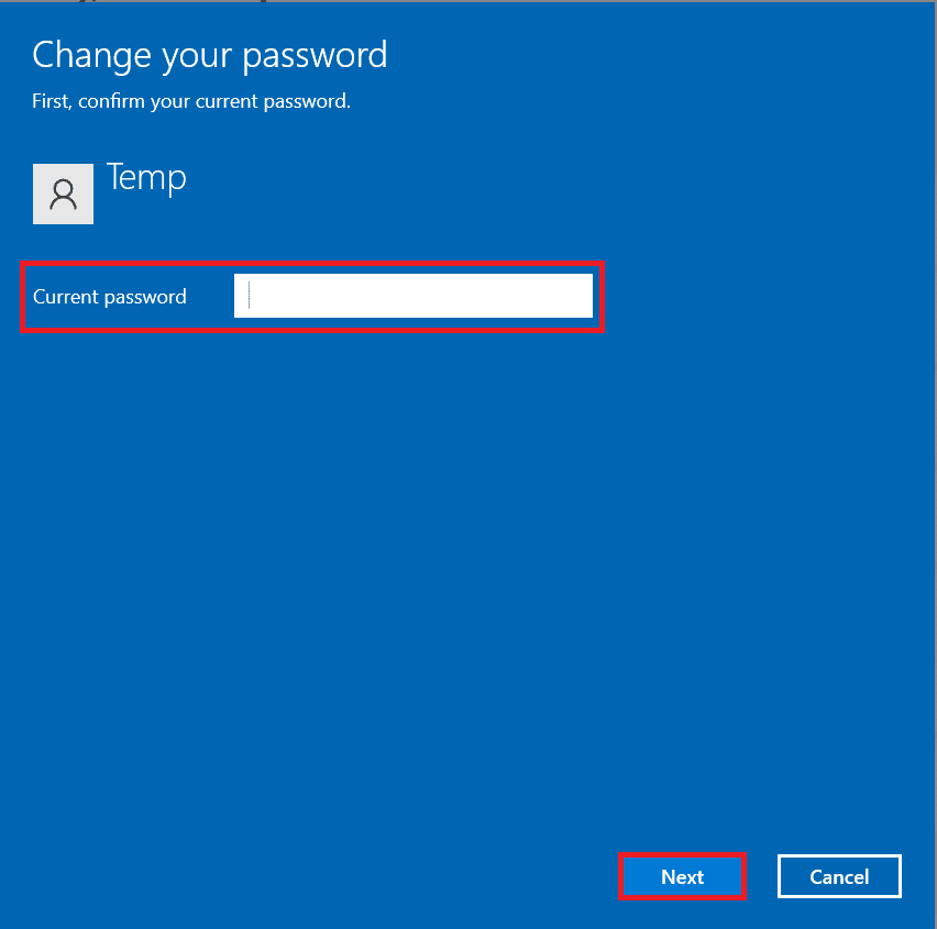 First, confirm your current password win 11