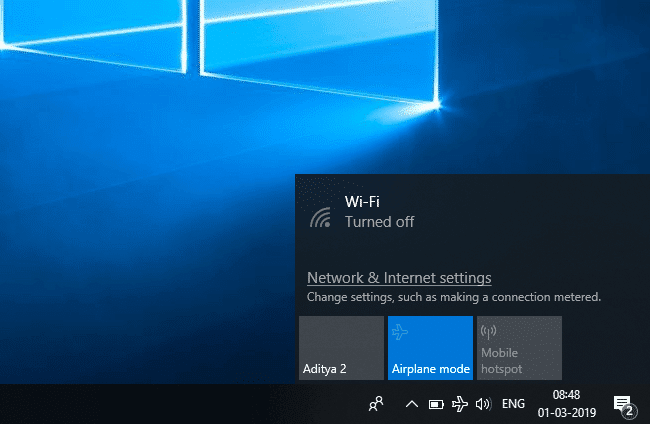 Fix Airplane Mode not turning off in Windows 10