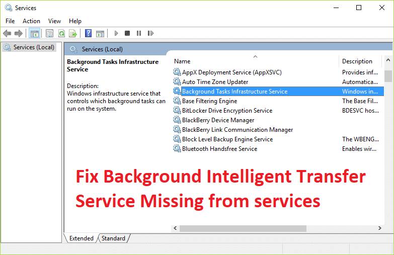 Fix Background Intelligent Transfer Service Missing from services