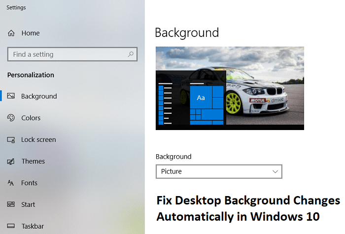 Windows 10에서 바탕 화면 배경 변경 자동 수정