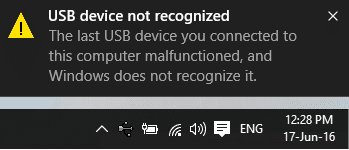 Fixa enhetsbeskrivningsbegäran misslyckades (okänd USB-enhet)