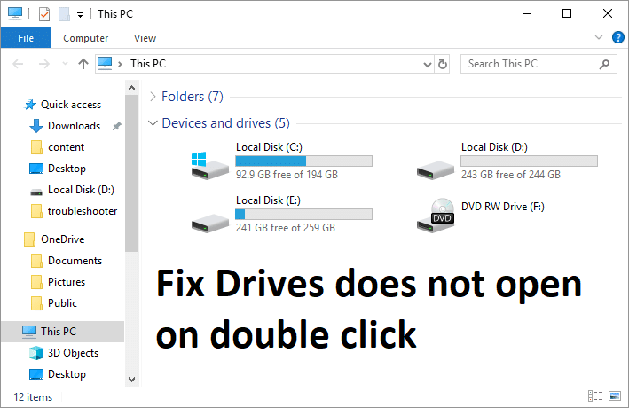 Fix Drives does not open on double click Windows 10