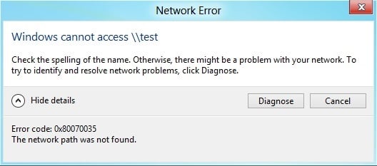 Corregiu el codi d'error 0x80070035 No s'ha trobat el camí de la xarxa